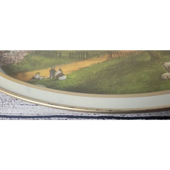 Vintage Currier and Ives Oval Metal Serving Trays 1868 - Picture 13 of 13
